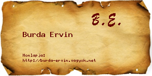 Burda Ervin névjegykártya
