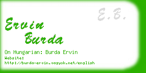 ervin burda business card